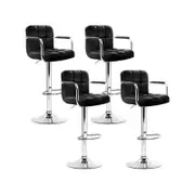Adjustable Artiss 4X Bar Stools Black Swivel