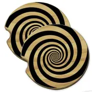Swirl Wood Car Coaster Gift Set fit Car & Truck Cup Holder