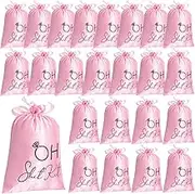24 Pcs Hangover Kit Bag with Drawstring Soft Cloth Party Favor Bag Multifunctional Bachelor Party Supply for Candy Jewelry Cosmetic(Pink-24-ring)