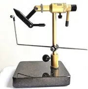 TRUE ROTARY VISE TMF fly tying GOLD Grilse Vices by Tier McFlier marble pedestal