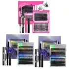 Eyelash Extension Kit with Brush and Tweezers Wispy Eyelash Clusters for Make Up