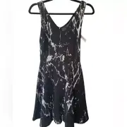 Y2K Mini Dress Size M Whimsigoth Black Cocktail Paint Splatter NEW Party Rave