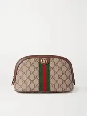 [Gucci] Gucci - Leather-trimmed Printed Coated-canvas Cosmetics Case - Beige - One size One size Neutrals