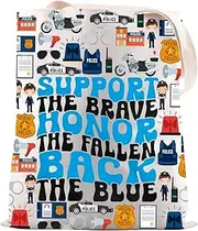 JNIAP Thin Blue Line Gift Support the Brave Honor The Fallen Back The Blue Tote Bag Police Officer Gift