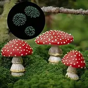 3PCS Mushroom Decor,Glow in The Dark Mushroom Resin Fairy Garden Decor Accessories,Micro Landscape Outdoor Patio Terrace Balcony Yard Decoration,Mushroom Statue