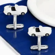White Convertible Sport Car Cufflinks Tuxedo Formal Prom Office Tux Wedding Gift