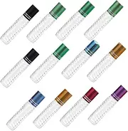 HAKIDZEL 12Pcs Refillable Glass Roller Bottles Portable Essential Oil Bottle Kit for Perfumes Travel and Cosmetic Lotions Easy to Fill and Clean Random