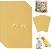 Oungy 50 PCS Gravel Liner Paper for Bird Cage 10 x 16 Inch Bird Cage Paper Liners Gravel Liner Paper Birdcage Paper Cage Liner for Birdcage Parrots Cockatiels