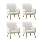Oikiture 4x Armchair Lounge Sherpa White