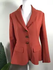 PEARL by Lela Rose Red Long Sleeve Blazer Stretch Crepe Jacket Size 6