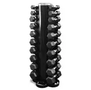 Rubber Hex Dumbbell Set & Vertical Rack - 10 Pairs (1kg - 10kg)