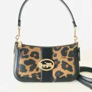 COACH Leopard Georgie Baguette Light Saddle Multi Crossbody Bag 10011161JAX NWT