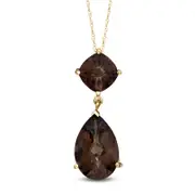Smoky Quartz Double Drop Pendant in 10K Yellow Gold