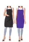Simple Ajustable Combo of 2 Black & Purple Color Cotton Fabric Apron For Unisex