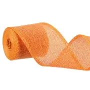 Burlap Wired Ribbons, 2.4inch x 3yards Natural Burlap Weave Ribbon, Orange