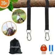 [Set of 2] 20/30FT 2200LB Tree Swing Hanging Hammock Straps Kit Nylon Carabiners