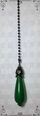 Handcrafted Green Aventurine Semi Precious Gemstone Gunmetal Ceiling Fan Pull