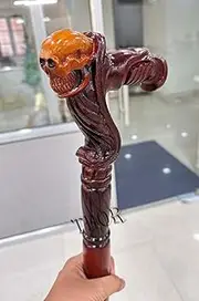 THOR INSTRUMENTS Walking Stick Human Skull Elegant Ceremony Unisex Orthopedic Walking Cane Antique Head Skull Walking Cane Handle Wooden Handmade Wooden Walking Stick Human Skull Elegant