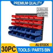 30 Tool Storage Bins Parts Organizer Wall Mounted Garage Workshop Box Shed Rack