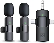 PQRQP Wireless Lavalier Microphones for iPhone, iPad, Android, Camera, Microphone, Mini Microphone with Noise Reduction for Video Recording, Vlog, YouTube, TikTok (GT16)