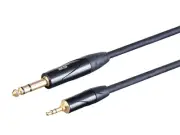 Monoprice On Tour Cables 6 Feet Black 1/4in TRS Male to 1/8in TRS Male Connector