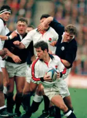 Kyran Bracken of England running with the ball during the Rugb- Old Rugby Photo