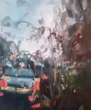 Rain on Windscreen B Original Impressionist Oil Painting Paul Mitchell 10" X 12"