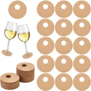 150 Pcs Paper Wine Glass Markers 2.8" Blank Round Stemware Drink Name Tags BurlyWood/White Color Disposable Wine Tag Drink Charm DIY Identification Ma