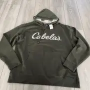 NWT Cabela’s Hoodie Sweatshirt Large Pullover Green Logo Kangaroo Pocket