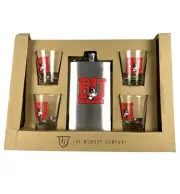 BU Boston University 8oz. Stainless Steel Flask & Four 2oz. Shot Glass Set