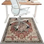 48"x72" Office Chair Mat for Hardwood Tile Floor, Under Desk Carpet Protector for Rolling Computer Chair Mat, Machine Washable Area Rug, Anti-Slip 1/5" Thick Low Pile Thin Vinyl Floor Mat, Annatto