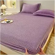 OBONG Anti-Slip Soft Bottom Sheets California King Colorfast Velvet Fitted Sheet Only Queen Size Deep Pocket All-Around Elastic Breathable Mattress Cover (Color : #01, Size : Full-120 * 200cm)
