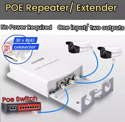 Poe Extender Network Switch Repeater Hikvision & NVRs Compatible Cctv Camera A.P