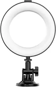 CL05 6 Inch Ring Light Laptop Video Conference Lig ng 3 Lig ng Modes 3200K-6500K Dimmable USB Powered with Suction Cup Mount for Live Streaming Online Education Meeting Black One Size