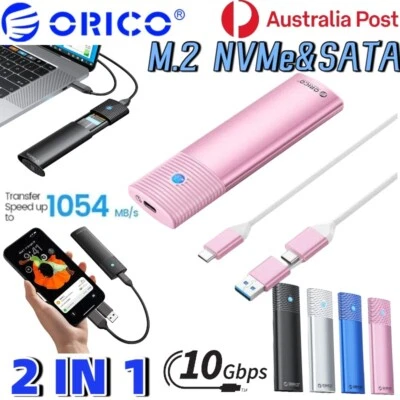 ORICO 2IN1 External SSD Enclosure USB3.2 To M.2 NVMe PCle Storage Case Adapter