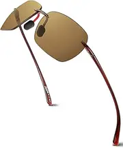 [LADEESSE] Sports Polarized Sunglasses for Men Women TR90 Rimless Frame for Running Fishing Baseball Driving