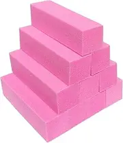 10 Pcs Nail Buffer Block for Acrylic and Natural Nails, 4 Sided Sanding Buffers for Gel Nails Fingernail Shine Buffing Filer Set, Professional Manicure Polisher Buffer Bulk Medium Grit (Pink)