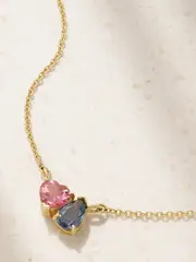 [STONE AND STRAND] STONE AND STRAND - Just The Two Of Us 10-karat Gold, Sapphire And Tourmaline Necklace - One size One size Gold