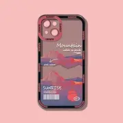 INS Sunset Moon Snow Mountain Phone Case for iPhone 14 13 12 11 Pro Max XS Max XR X 11 Camera Protection Soft Cover for iPhone,6482T2,for iPhone 12