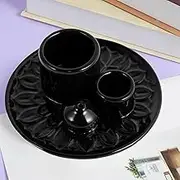 DJAPWPX Palo Santo Sticks Holder Ceramic Palo Santo Burner Incense Burner Candle Holder Elegant Incense Burner Holder Effortless to Clean Sage Holder Candle Holder for Meditation Yoga Room (Black)
