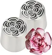 Russian Piping Tips - 2Pcs Piping Tips Set | Reuseable Stainless Steel Frosting Piping Kit | Pastry Cake Decorating Tip | Cake Decorating Icing Piping Tip for Chocolate, Cupcake, Homemade Snacks
