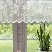 Sheer Lace Valance for Kitchen Window White Mesh Rod Pocket Knitted Rose