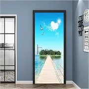 Door Stickers Door Sticker Home Decoration Wall Stickers Kitchen Porch Art Mural PVC Wallpaper (Size : 77x200cm)