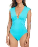 Bleu Rod Beattie Cap Sleeve One Piece Swimsuit