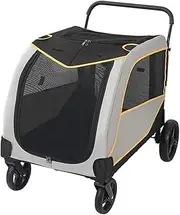 Large Dog Stroller for Medium Large Dogs, Dog Pram Stroller for Large Dogs / 2 Cats, Pet Gear Dog Carriage Travel Pram Pushchair for Multiple Pet, Bearing Weight 60kg