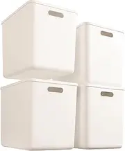 Gaoaodeyu 4 pack large plastic White storage bins with Lids, Toy Box Chest with Handle，Organizer Containers Baskets for Baby，Kids,snacks,Nursery，Shelves，Playroom, Bedroom，Office,Closet，home