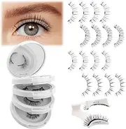 Magnetic Eyelashes Natural Lashes Magnetic False Eyelashes with Applicator Cat Eye Wispy Eyelashes Durable 4 Pairs Magnetic Lashes Wispy Reusable Eyelashes without Glue(Magnetic Eyelashes R3+A05)