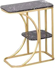 Exquisite Bedside Cabinets Bedroom Side Table, Metal Single Layer Marble Coffee Table Sales Department Reception Display Table Sofa Table Can Place Books Side Desk (Color : C, Size : 50CM*60CM)