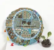 Embroidery Bohemian Floral Patchwork Pillow Cover Round Floor Pillow Cushion 22"