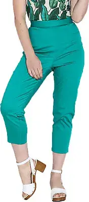 Hell Bunny HELEN High Waist 50s Cigarette CAPRIHOSE Grün Plus Size Rockabilly